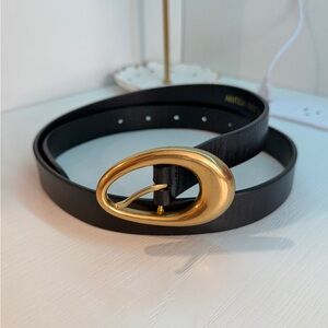Elegant Black Belt with Gold Buckle